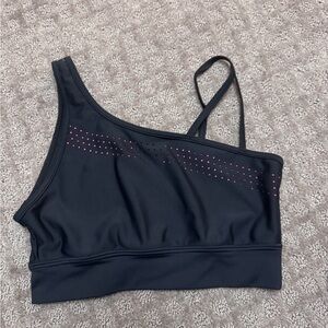 BuffBunny Midnight Black Sports Bra with Pink Accents